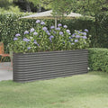 Garden Raised Bed Planter Raised Beds Raised Planter Box for Outdoor Plants Garden Beds Powder-Coated Steel 88.2x15.7x26.8 Gray