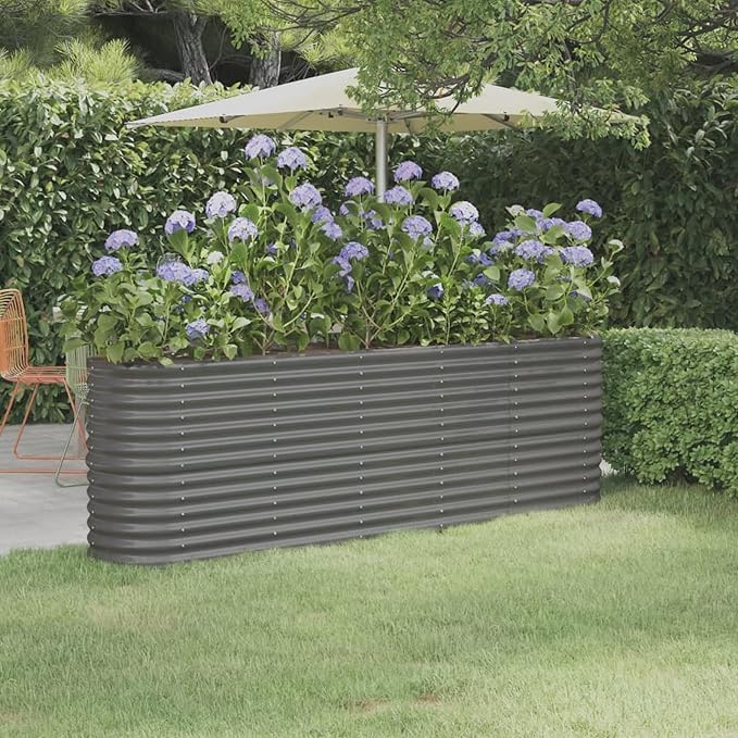 Garden Raised Bed Steel Planter Box with Ample Space for Vegetables Flowers Herbs Outdoor Gardening 88.2x15.7x26.8 in