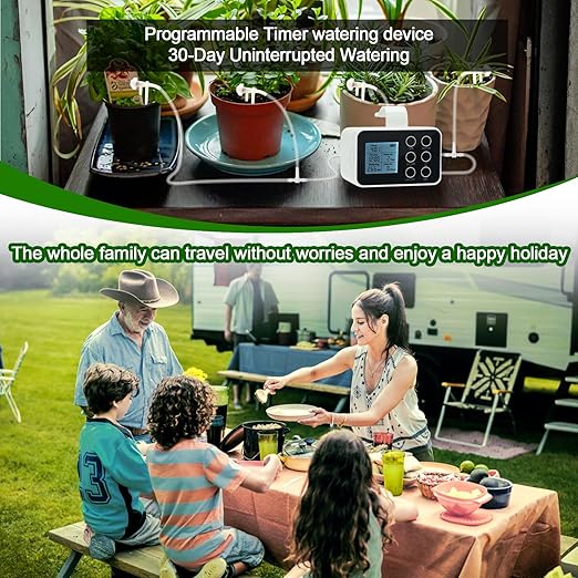 Upgrade Auto Plant Watering Devices Indoor Plant Waterer for 20 Potted Plants Houseplant Watering System Up to 30-Day Programmable Water Timer Automatic Drip Irrigation Kit for Vacation