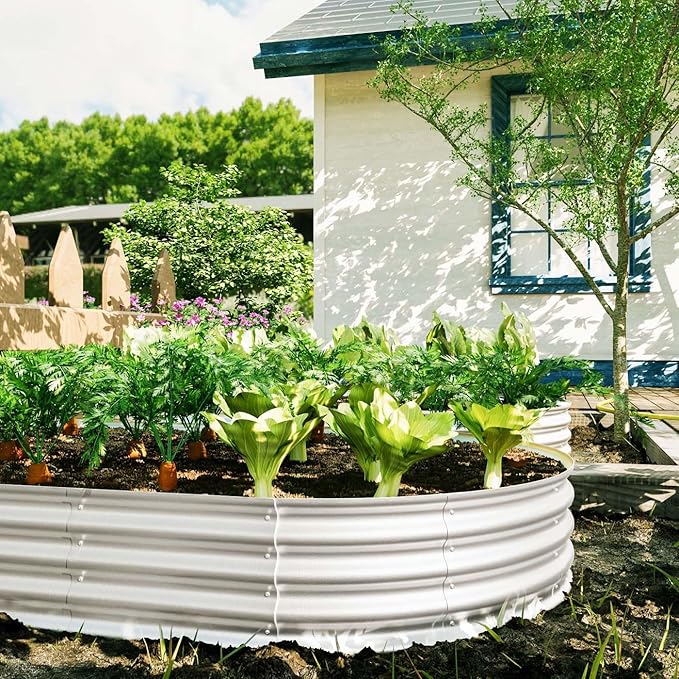 8x4x1ft Heavy Duty Metal Raised Garde Bed Kit Oval Large Metal Planter Boxes for Vegetables/Herbs/Flowers Galvanized Planter Raised Garden Beds for Outdoor with Reinforced Edges (2Pcs 8x4x1ft)