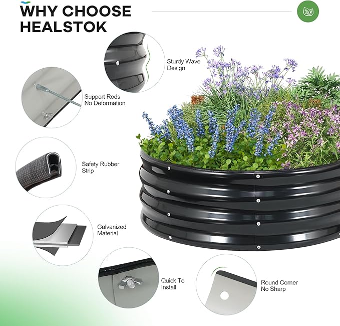 Galvanized Raised Garden Bed Outdoor 6x3x1ft Oval Metal Raised Beds for Gardening Rust-Resistant Garden Planter Box for Planting Vegetables Flowers Fruits in Backyard Patio Lawn(Grey)