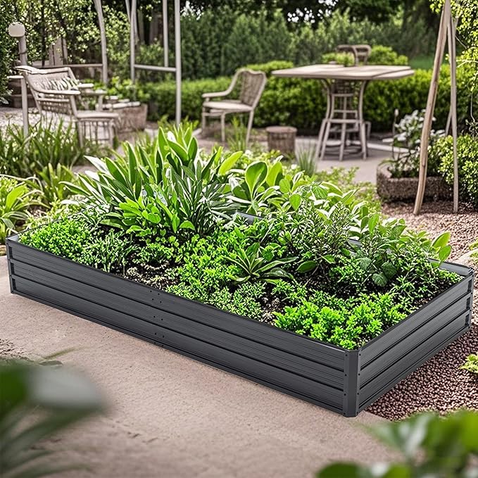 8x4x1FT Metal Raised Bed Garden Bed KitOutdoor Tall Galvanized Planter Raised Rustproof Steel Planter BoxesLarge Metal Raised Garden Beds for FlowersVegetablesHerbs
