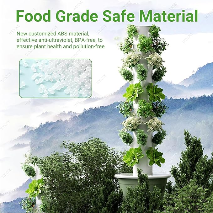 Indoor Hydroponic GardenTower with LED Grow Lights Self-Watering Hydroponics System with Pump Timer Controller Planting Kit for Growing Herbs &amp Vegetables 9Layer