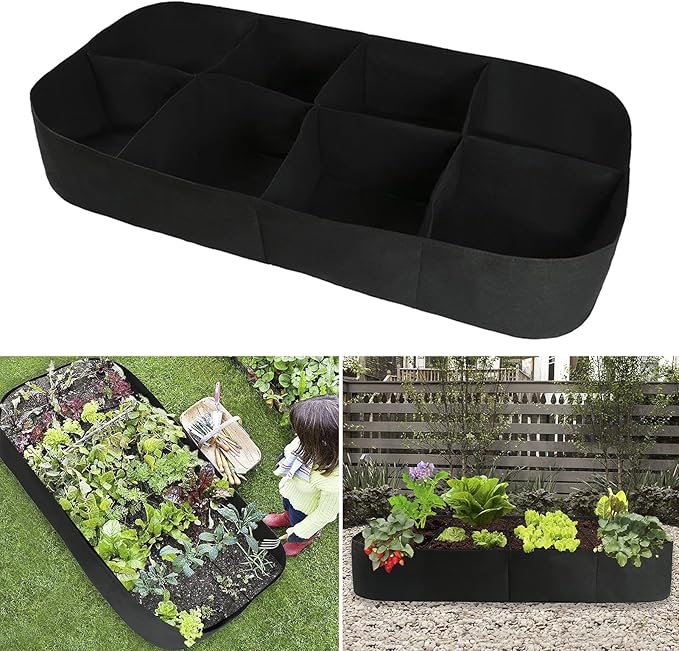 hatleues 2Pcs Rectangle Plant Grow Bags Fabric Raised Garden Bed for VegetableOutdoor Gardening Container Breatheable Cloth Raised Planters for Indoor and Outdoor 2pcs Small