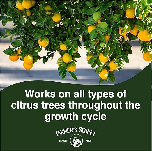 Farmer's Secret Citrus Tree Booster Fertilizer (128oz) - Super Concentrated - Formulated for All Citrus Trees Including All Types of Lemons Limes and Oranges - Outdoor and Indoor/Container Trees