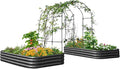 KING BIRD Raised Garden Bed with Arched Trellis Galvanized Planter Garden Box Outdoor for Gardening Climbing Vegetables Flowers 7.87x3.94x0.98 Ft 2PCS Dark Grey