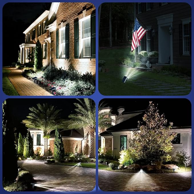 EIUIO Solar Outdoor Lights 3 Lighting Modes Solar Spot Lights Outdoor with Auto On/Off IP65 Waterproof Landscape Lighting for Garden Yard Pathway