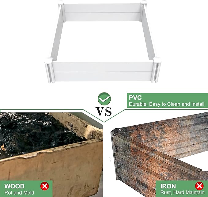 4' x 2' Vinyl Raised Garden Bed Screwless Planter Box for Gardening Whelping Pen and More