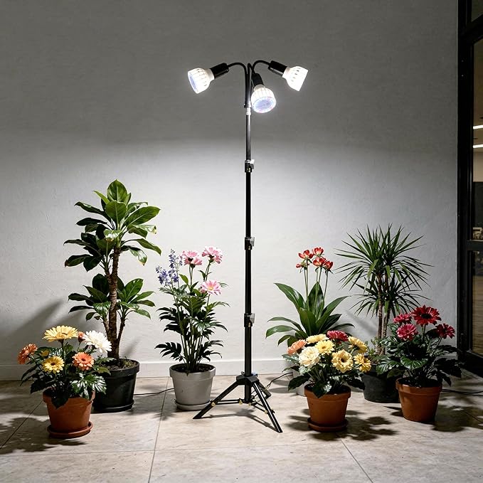 Grow Light 5500K (240 Watts Equiv) White Full Spectrum Plant Growing Lamp for Indoor PlantsLED Bulbs ReplaceableAdjustable Heigh 61''