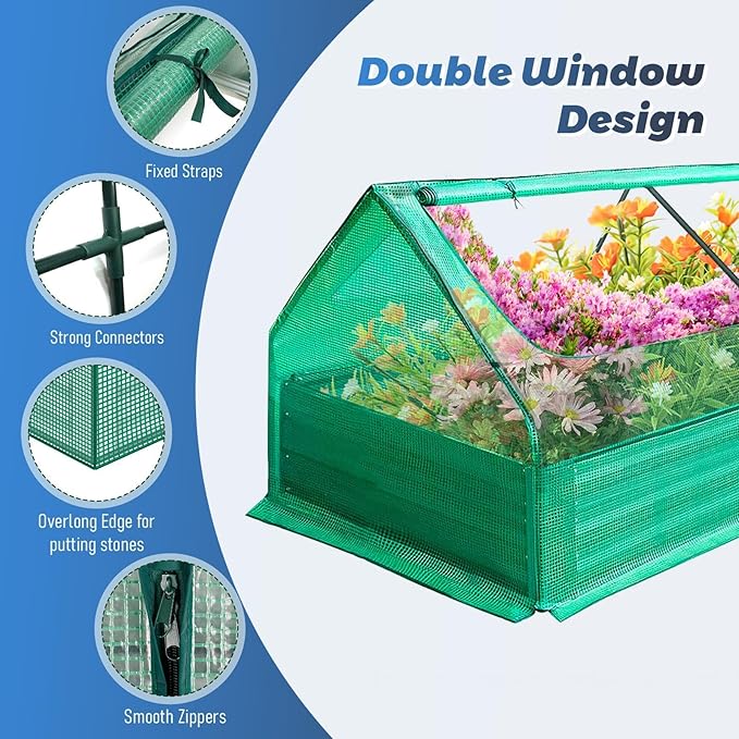 Galvanized Raised Garden Bed with Cover 6 x 3.1 x 3FT 3-in-1 Raised Planter Box Kit with Small Greenhouse for Outdoors Open-Ended Base Raised Garden Bed with Greenhouse for Herb Succulent