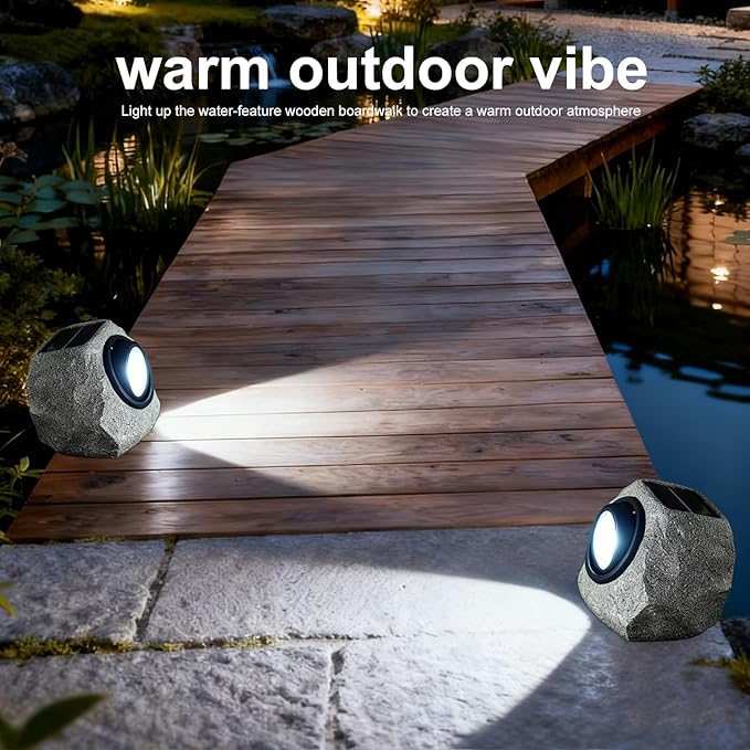 2 Pack Solar Fake Rock Light Outdoor Garden Decorations Spot Lights : Led Landscape Lighting for Pathway Lawn Patio Porch Yard Walkway