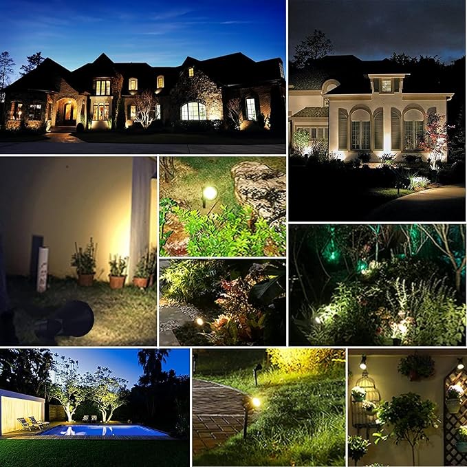 MEIHONG Solar Spot Lights Warm White Lights with Separate Panel Solar Tree Light Waterproof Outdoor Landscape Lights Dusk to Dawn for Garden Walkway(2 Pack)