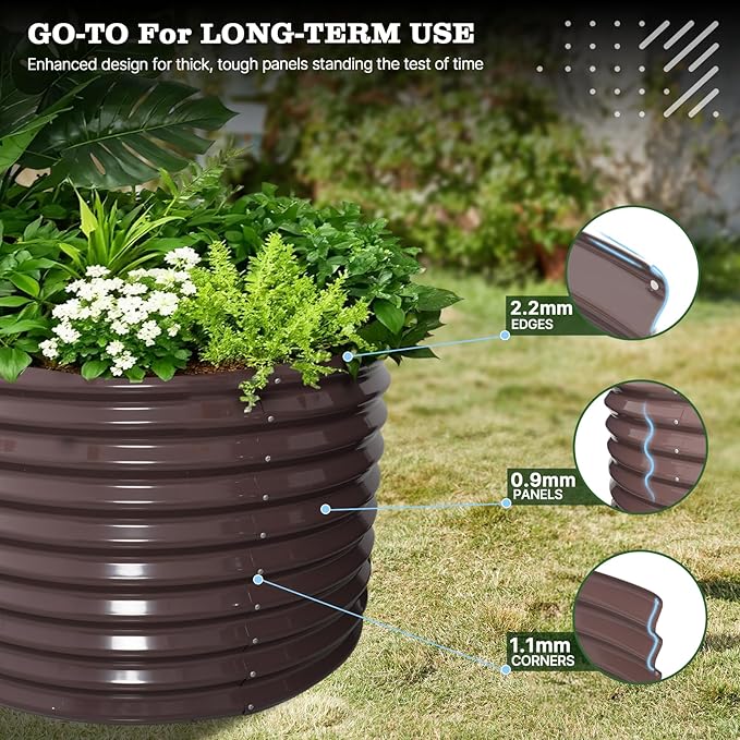 A ANLEOLIFE 30 Extra Tall Galvanized Raised Garden Beds Outdoor 6x3x2.5ft Oval Metal Planter Boxes for Planting Vegetables Flowers Fruits Eco-Safe &amp Easy Setup CaféBronze