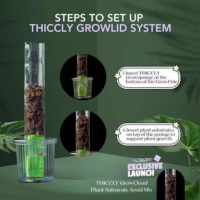 THICCLY Small GrowLid 10 Pcs (Clear) - Self Watering Clear D-Shaped Plastic Moss Pole Hydroponics Growing System Kratky Hydroponic Kit Moss Pole Monstera Plant Support Philodendron and Anthuriums