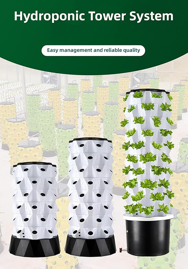 Hydroponics Growing Hydroponic Kit Gardening Vertical Tower with Hydrating Pump Timer Hydroponic Pineapple Aeroponic Tower ()