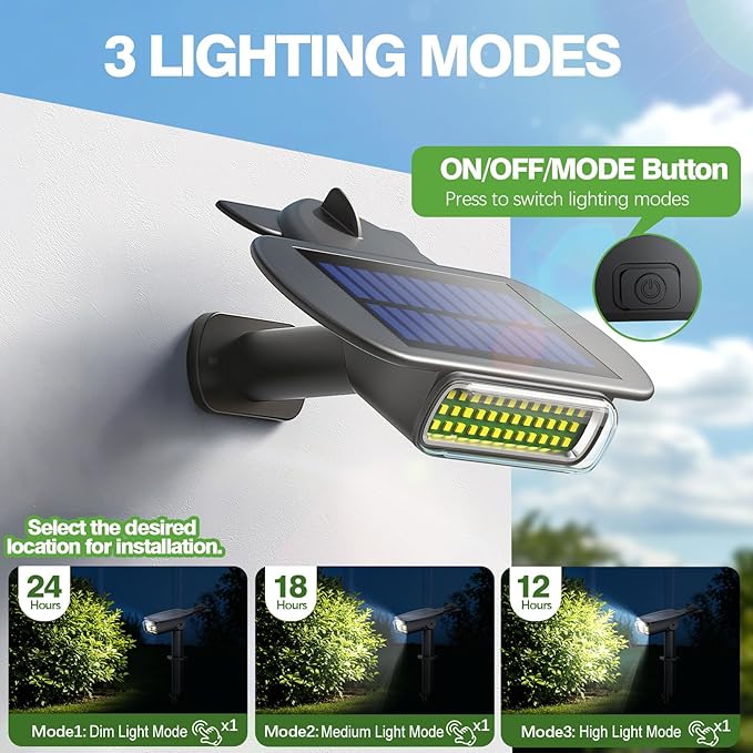 4 Pack Solar Spot Lights Outdoor Waterproof IP68 Auto On/Off Bright Solar Powered Spotlights with Wall Mount &amp Ground 2 IN 1 Adjustable Solar Landscape Lights for Outside Yard Garden Pathway
