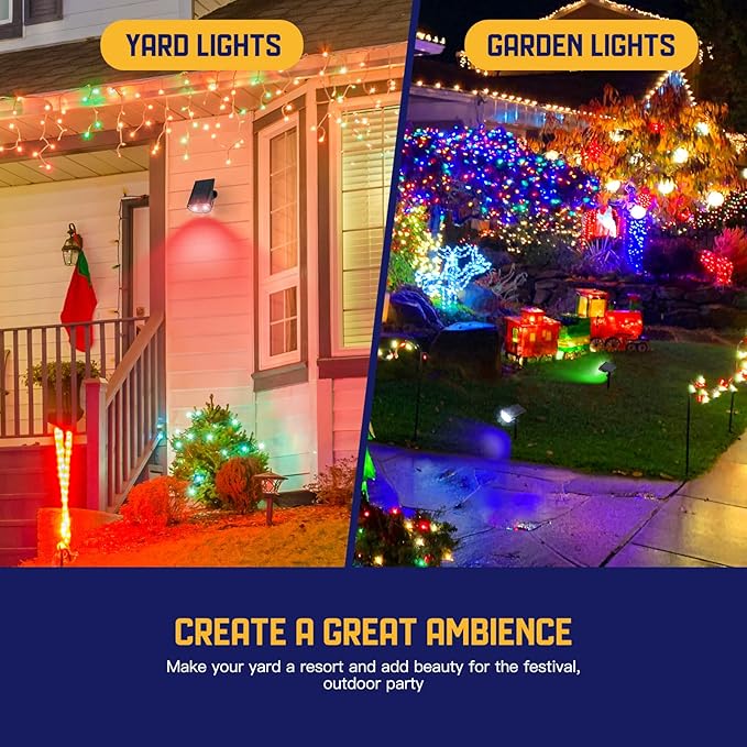 Kyosho Color Changing Solar Outdoor Lights 9 Lighting Modes Halloween Christmas Lights Waterproof RGBW Multicolor Solar Spotlight for Tree Pool Garden 4 Pack