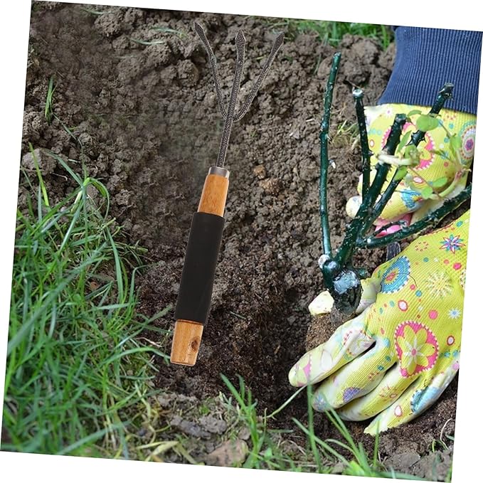POPETPOP Professional Garden Tool Set 5-Piece Kit Shovel Rake and Spade for Excavation Weeding