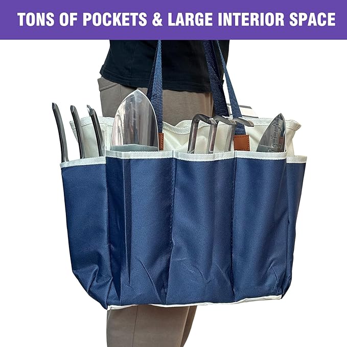 Gardening Tool Set 9-Piece Heavy-Duty Aluminum Garden Tools with Non-Slip Handles and Large Tool Bag with Storage Pockets Durable Hand Gardening Tools - Perfect Gardening Gift for Men and Wome