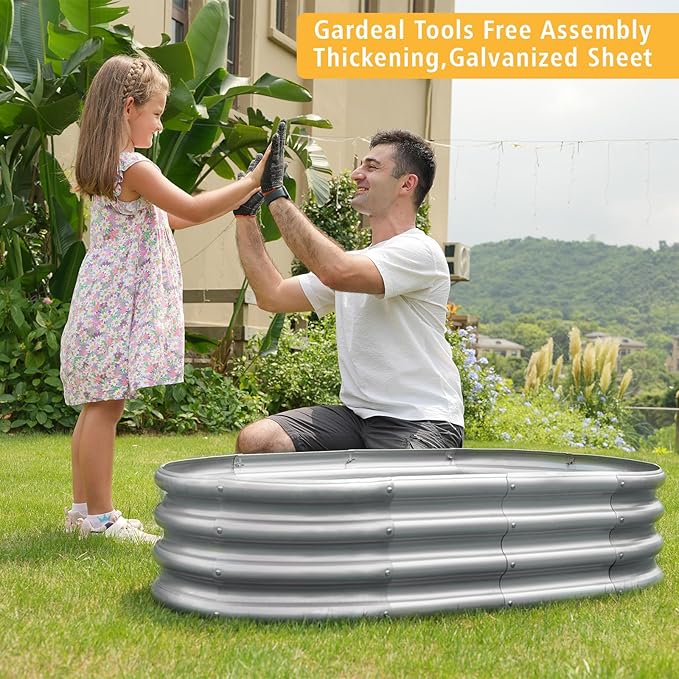 Garden Galvanized Raised Garden Bed Kit - Metal Planter Box for Vegetables/Herbs/Flowers Heavy-Duty Steel Outdoor Garden Box with Reinforced Edges