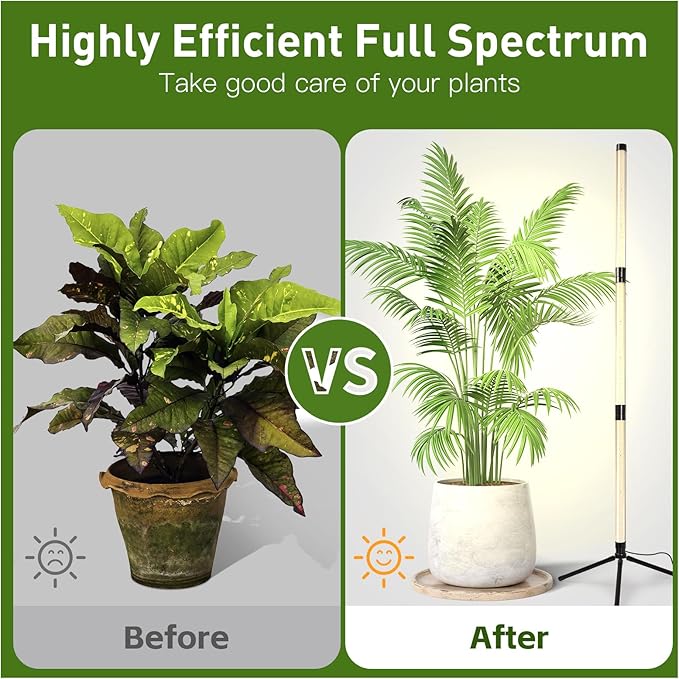 Grow Light for Indoor Plants with Auto On Off Timer 10 Dimmable Levels 40W 162 LEDs Full Spectrum Vertical Plant Grow Light Lamp Large Illumination Area 20-50 inch Height Adjustable
