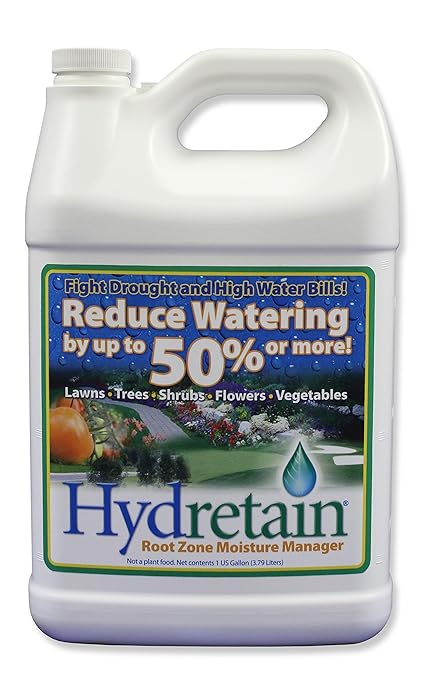 Hydretain Root Zone Moisture Manager - Drought Protection and Moisture Control for Lawns Gardens Containers - Reduces Watering Delays Wilt - Covers up to 40000 Sq Ft (1 Gallon 2 Pack)