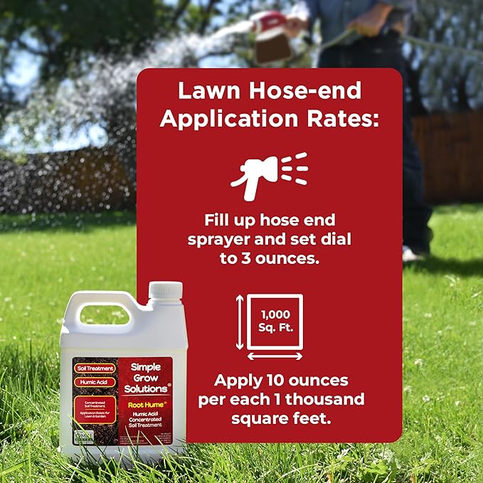 Raw Organic Soil Conditioner- Root Hume- Simple Grow Solutions- Natural Plant &amp Lawn Treatment- Nutrient Food Enhancer- Concentrated Liquid Humic - Grass Tomatoes Citrus Flowers Vegetables