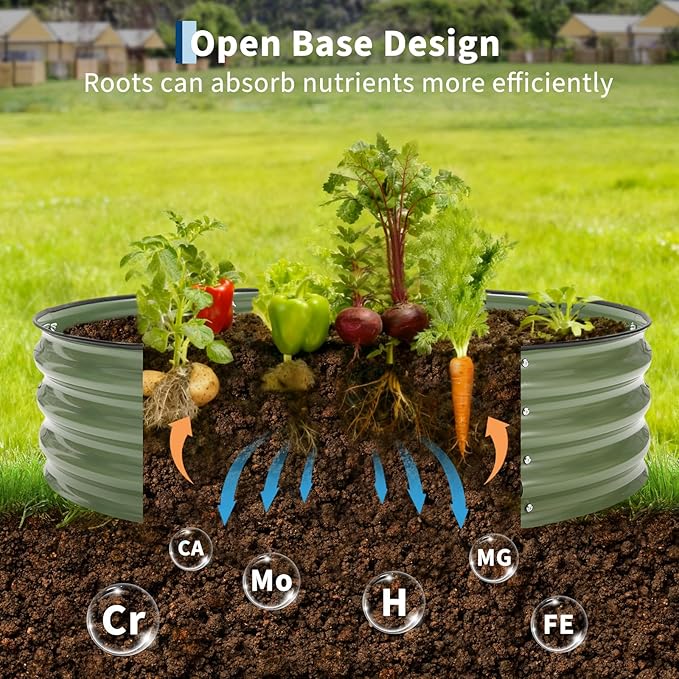 4X2x1Ft (1 Pack) Galvanized Raised Garden Bed-Open Base Metal Planter Box for Outdoor Vegetables Flowers &amp Herbs Steel Garden Raised Bed Kits