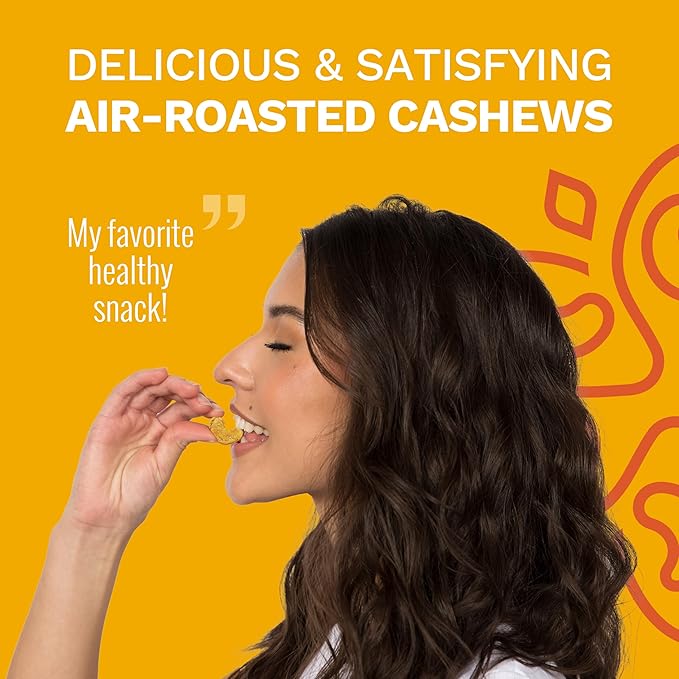 Golden Turmeric Wrapped Whole Cashews by Karma Nuts Air Roasted with Natural Skins 2X more Fiber Whole 30 Peanut-Free Facility Kosher Everyday Nut Snack 7oz Resealable Bag - 6 pack