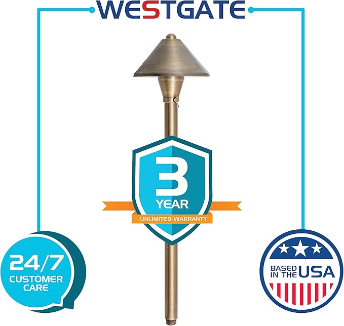 Westgate Lighting LED Landscape Lighting- Built-in Integrated LED Outdoor Light - Landscape Lighting- Integrated SMD LED Tower Clear Glass Lens (1 5-3/8 Diameter of Shade)