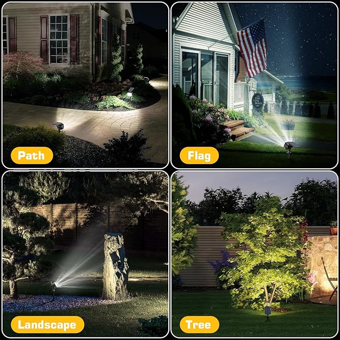 Kaxiida Solar Spot Lights Outdoor Waterproof - 2026 Upgrade 3 Level Ultra Bright Spot Lights Uplights LED Landscape Spotlight for Tree Pathway Wall Adjustable Solar Panel Auto On/Off