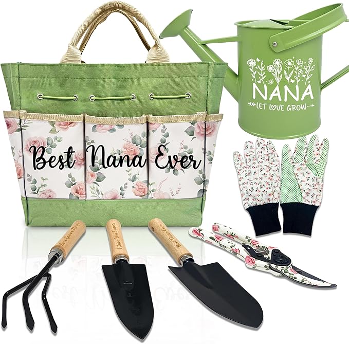 Nana Gifts Mothers Day Garden Kit for Nana Gifts from Grandkids Floral Gardening Tools and Durable Garden Tools Organizer Tote Ideal Gardening Set for Women on Christmas Plant Lover Present