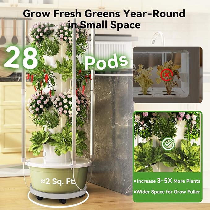 BAOSHISHAN Silent Wheel Mobile Tray for 7-Layer Hydroponics Tower Easy Mobile Heavy-Duty Load-Bearing Floor-Safe Design