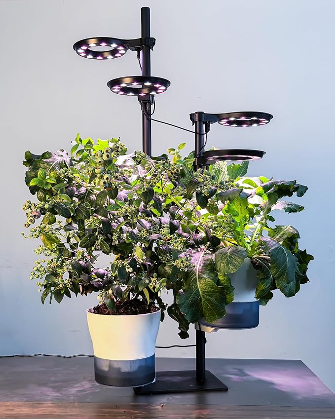 Indoor Plant Hydroponics Growing System Tower Kit with Grow lightHerb Vegetable Indoor Garden Growing System with Standing Floor Tall LED Grow LightHeight Adjustable with Timer &amp Metal Stand (La