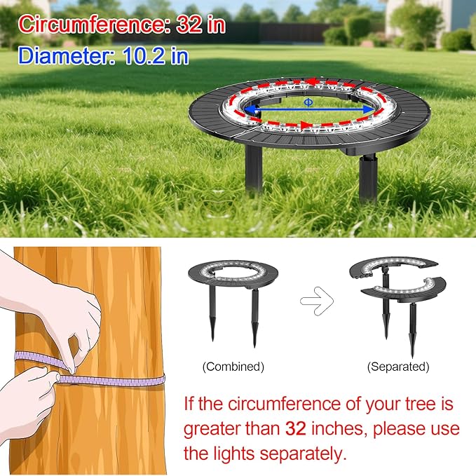 Wireless Solar Palm Tree Lights Outdoor 12000 mAh &amp 32 LEDs Outdoor Yard Lighting 6000K Uplight Landscape Lights Solar Powered Flood Lights for Large Tree Yard Landscape Garden