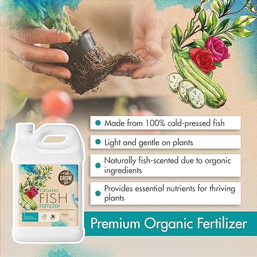 1 Gallon Organic Fish Emulsion Fertilizer for Plants - Ideal Liquid Fish Fertilizer for Plants Flowers Fruits &amp Vegetables 2-3-1 NPK - Sustainably Sourced and Hydrolyzed for Steady Growth