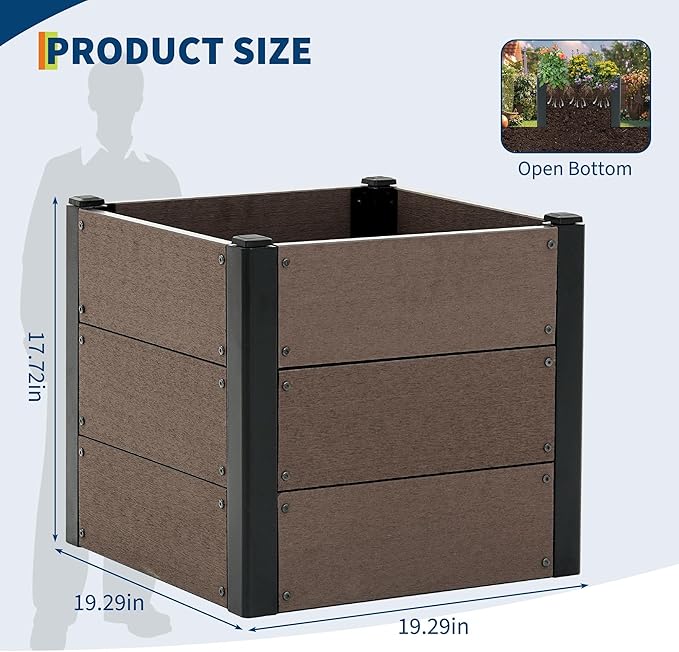 Rectangular Raised Garden Bed- Portable Garden Raised Beds Outdoor Planter Box Planting Bed for Vegetables Herbs Flowers