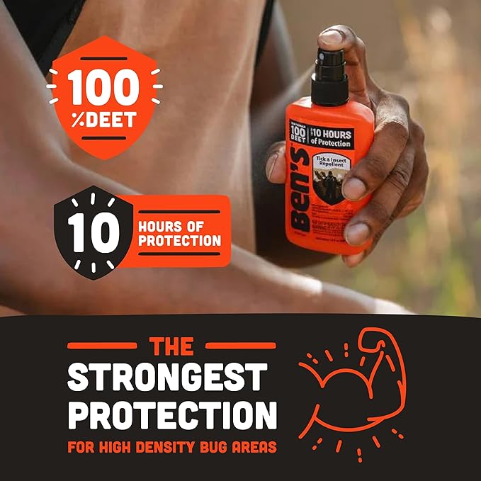 Ben's 100 Tick &amp Insect Repellent - Alcohol-Free DEET Insect Repellent Pump Spray - Offers 10 Hours of Protection for Adults &amp Children -3.4 Fl Oz (2 Pack)