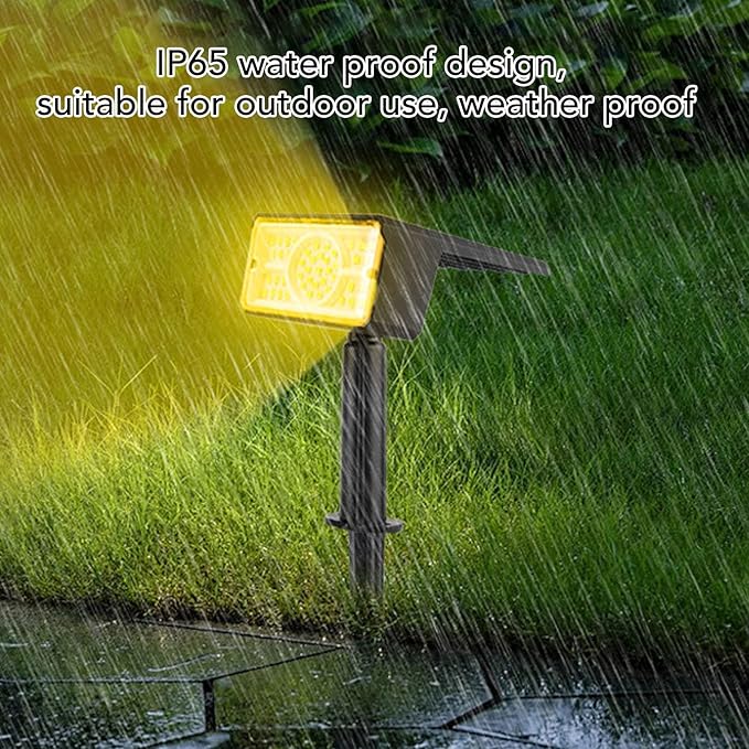flexman Solar Spot Light 49 LEDs IP65 Solar Powered Outdoor Landscape Spotlights 8 12 Hours Lighting Time for Villa Courtyard Garden Backyard Lawn Pathway (Warm Light)