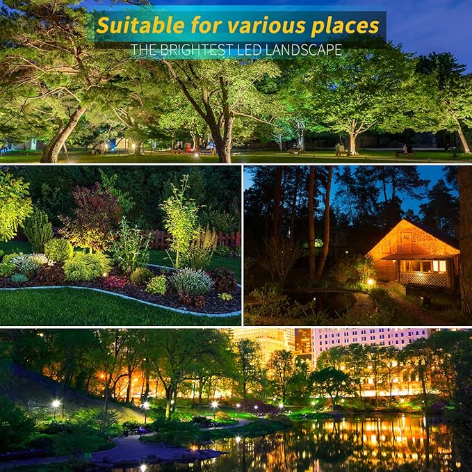 LED Landscape Lights5W 120V AC Outdoor Pathway Garden Yard SpotlightIP65 Waterproof Garden Flood LightOutdoor Spotlight with StakeUL Cord 5-ft with Plug (Pack of 2 Warm White)