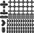 225 Pcs 1/4 Inch Tubing Irrigation Fittings Kit Locked Barbed Connectors Drip Irrigation Kit for 1/4 Inch Pipe (75 Couplings 75 Tees 30 Elbows 30 End Plugs 15 Four Way)