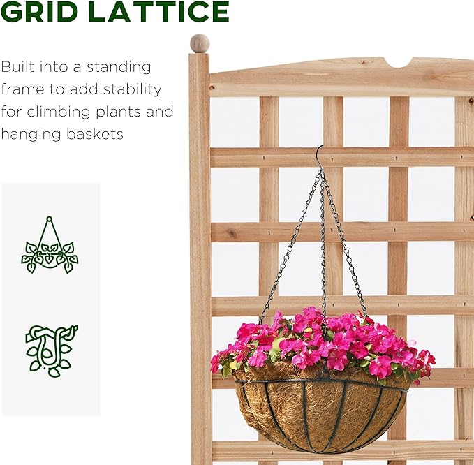 Decorative Raised Garden Planter Box with Trellis