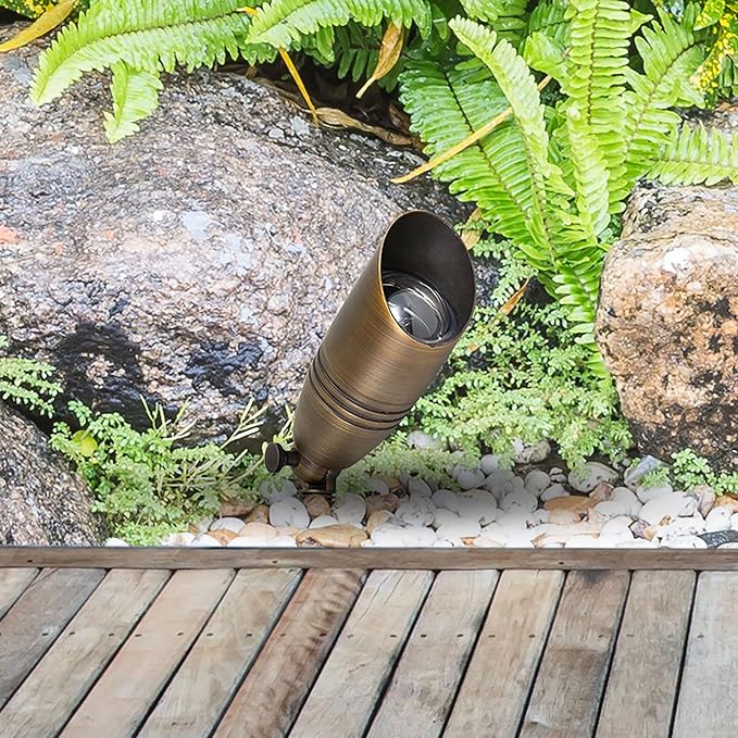 Elitco Lighting Modern Bright Home Decorative Outdoor Cast Brass spot Light 3 wx 8.5 h with Spring and an Adjustable knob