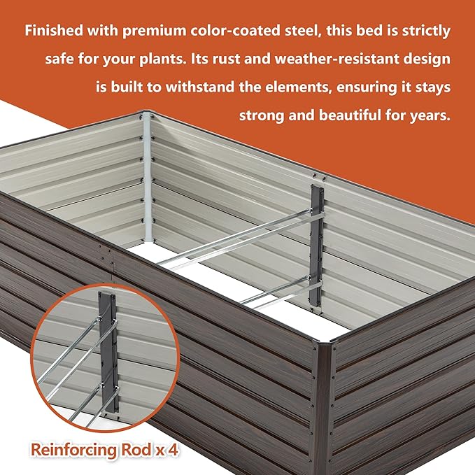 8x4x2 ft Tall Galvanized Raised Garden Bed Kit Large Metal Planter Box with Support Rods Safety Rubber Edge &amp Gloves Outdoor Raised Garden Bed for Vegetables Flowers &amp Herbs