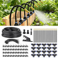 360° Adjustable Drip Irrigation System Garden Watering 5/16 Automatic Atomizing Sprinkler System with Hose Tubing Flexible Copper Nozzles Quick Connector Greenhouse Raisedbed Lawn (65ft + 20 Nozzles)