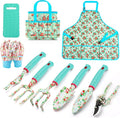 Garden Tools Set JUMPHIGH 10 PCS Heavy Duty Gardening Tools Includes Hand Trowel Rake Weeder Pruner Gardening Gifts for Women Garden Kit with Tote Bag Apron Gloves Kneeling Pad