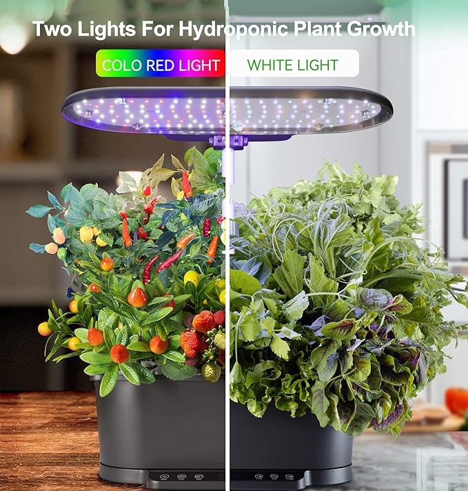 Hydroponic Growing System WiFi 15 Pods Indoor Garden with 5.5L Water Tank 76cm Adjustable Height Germination Kits App Controlled Garden Planter with LED Grow Light Pump System