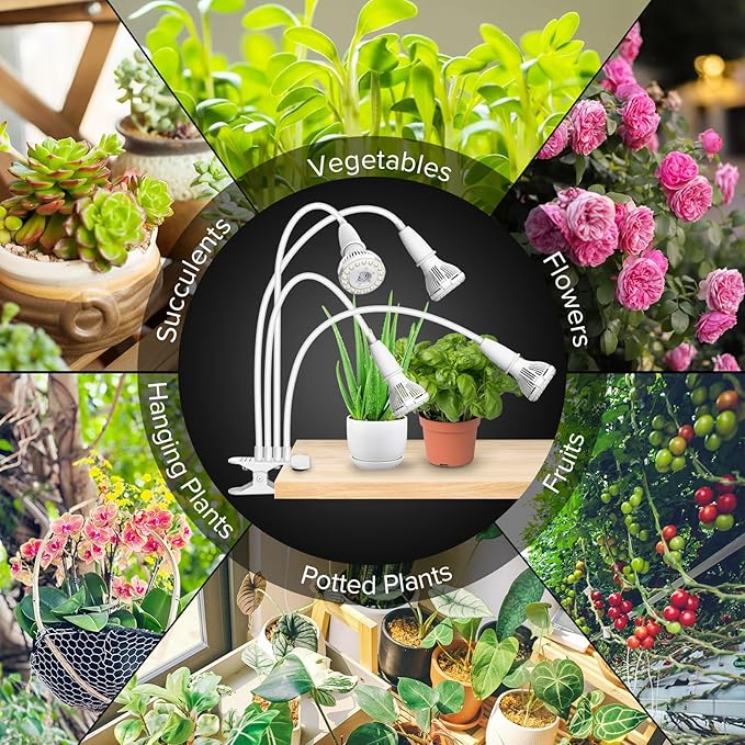 Grow Lights for Indoor Plants LED 40 W Full Spectrum Bulb Replaceable Plant Light 600 W Equivalent Clip on Grow Light with Optical Lens for Indoor Growing Lifetime Free Bulb Replacement