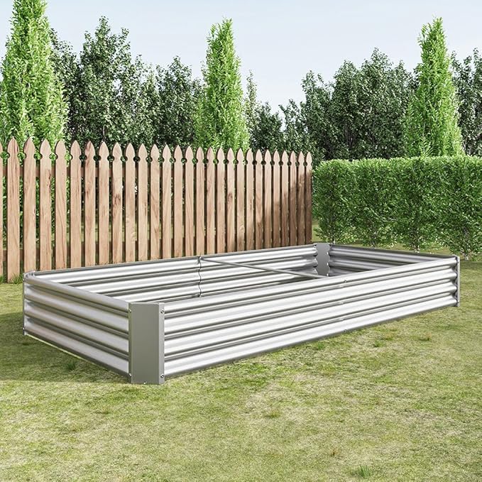 Raised Garden Bed 7.6x3.7x0.98ft Galvanized Raised Garden Bed Kit Outdoor Metal Planter Box Steel Large Deep Root Planter Box for Vegetables Flowers Herbs