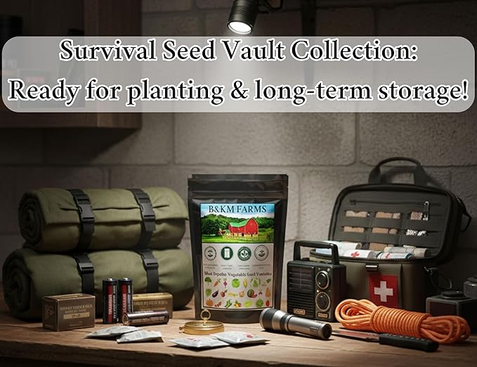 B&ampKM Farms Vegetable Seed Collection - 36 Varieties 72 Packets 80000+ Heirloom Non-GMO Seeds Resealable Storage Packaging(72 Pack: The Homestead Collection)